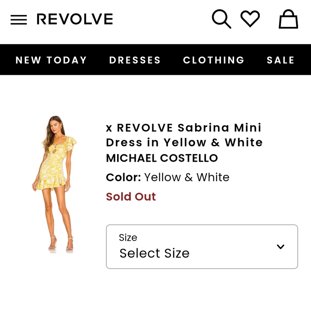 BRAND NEW MICHAEL COSTELLO X REVOLVE YELLOW  WHITE SABRINA MINI DRESS SZ XS $220